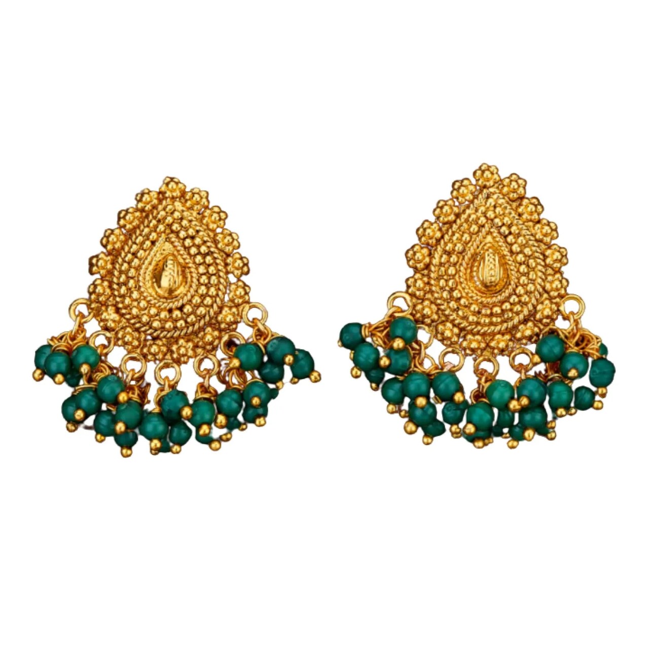 Indian Jhumka Earrings for Women - Indian Jhumki Chandelier Small Tops Earring in Golden Tone Beaded Bollywood Style Dangle Earring Jewelry for Bride | Birthday Gift for Her